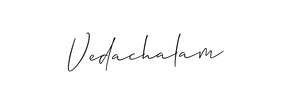 Make a beautiful signature design for name Vedachalam. With this signature (Allison_Script) style, you can create a handwritten signature for free. Vedachalam signature style 2 images and pictures png