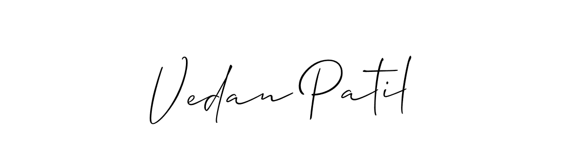 How to make Vedan Patil signature? Allison_Script is a professional autograph style. Create handwritten signature for Vedan Patil name. Vedan Patil signature style 2 images and pictures png