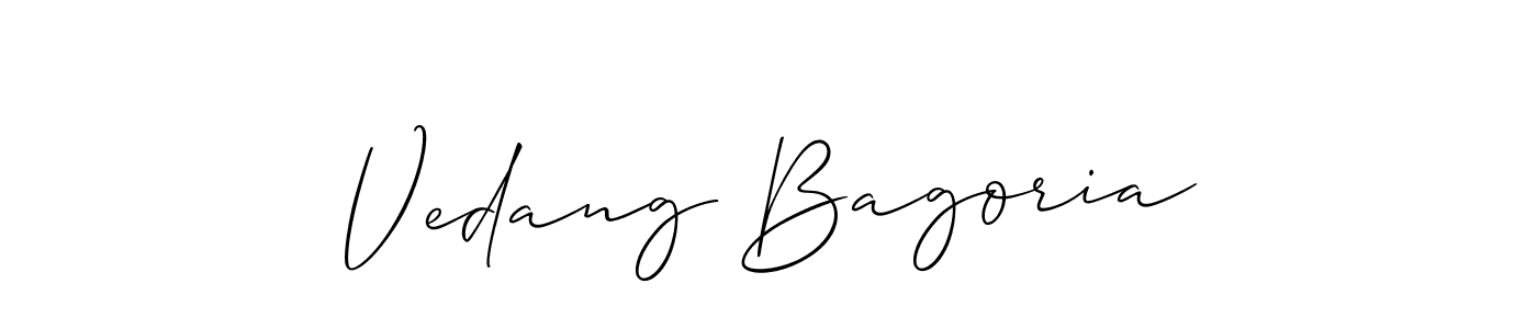 How to make Vedang Bagoria signature? Allison_Script is a professional autograph style. Create handwritten signature for Vedang Bagoria name. Vedang Bagoria signature style 2 images and pictures png