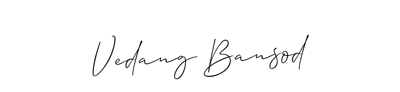Allison_Script is a professional signature style that is perfect for those who want to add a touch of class to their signature. It is also a great choice for those who want to make their signature more unique. Get Vedang Bansod name to fancy signature for free. Vedang Bansod signature style 2 images and pictures png