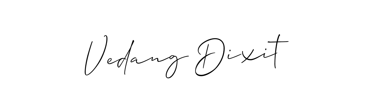 How to make Vedang Dixit name signature. Use Allison_Script style for creating short signs online. This is the latest handwritten sign. Vedang Dixit signature style 2 images and pictures png