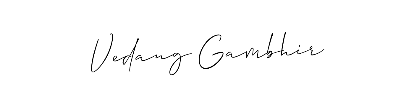 Similarly Allison_Script is the best handwritten signature design. Signature creator online .You can use it as an online autograph creator for name Vedang Gambhir. Vedang Gambhir signature style 2 images and pictures png