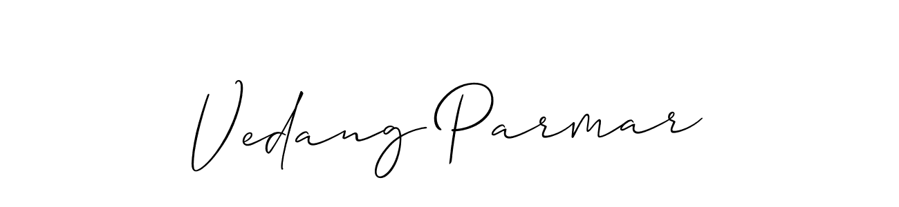 Make a beautiful signature design for name Vedang Parmar. With this signature (Allison_Script) style, you can create a handwritten signature for free. Vedang Parmar signature style 2 images and pictures png