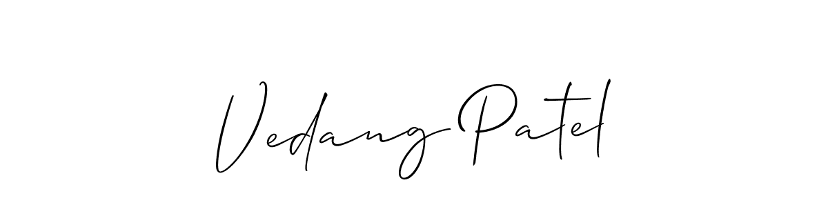 Use a signature maker to create a handwritten signature online. With this signature software, you can design (Allison_Script) your own signature for name Vedang Patel. Vedang Patel signature style 2 images and pictures png