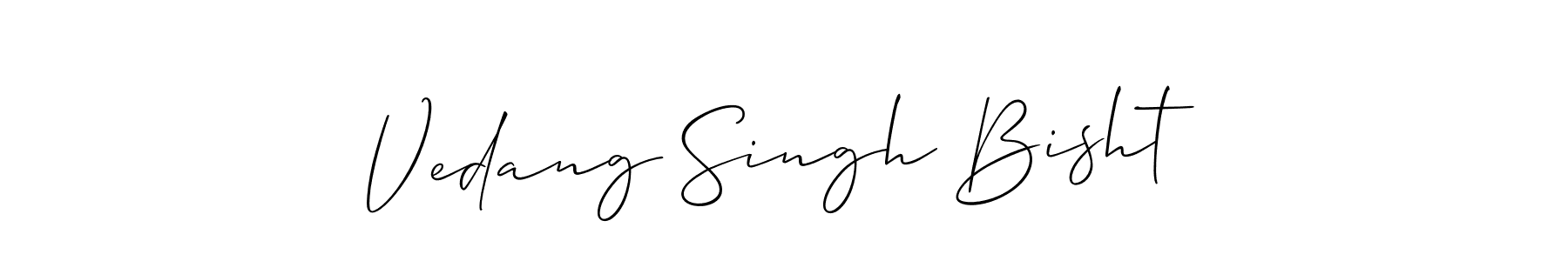 Create a beautiful signature design for name Vedang Singh Bisht. With this signature (Allison_Script) fonts, you can make a handwritten signature for free. Vedang Singh Bisht signature style 2 images and pictures png