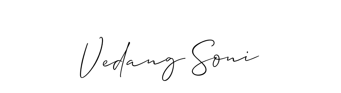 Use a signature maker to create a handwritten signature online. With this signature software, you can design (Allison_Script) your own signature for name Vedang Soni. Vedang Soni signature style 2 images and pictures png