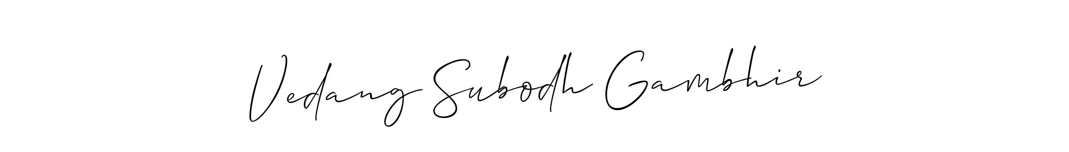 How to Draw Vedang Subodh Gambhir signature style? Allison_Script is a latest design signature styles for name Vedang Subodh Gambhir. Vedang Subodh Gambhir signature style 2 images and pictures png