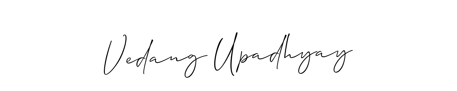 Vedang Upadhyay stylish signature style. Best Handwritten Sign (Allison_Script) for my name. Handwritten Signature Collection Ideas for my name Vedang Upadhyay. Vedang Upadhyay signature style 2 images and pictures png