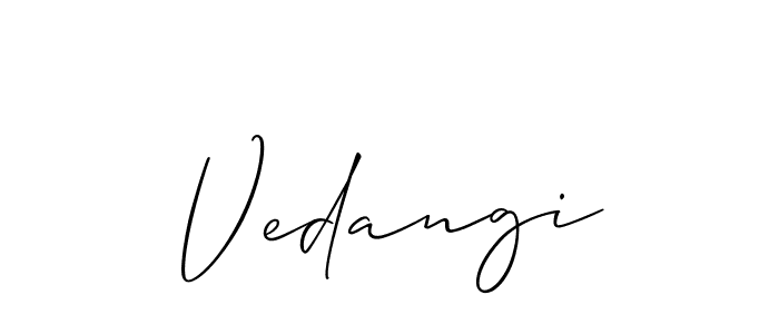 Use a signature maker to create a handwritten signature online. With this signature software, you can design (Allison_Script) your own signature for name Vedangi. Vedangi signature style 2 images and pictures png