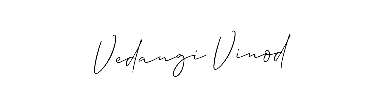 Make a short Vedangi Vinod signature style. Manage your documents anywhere anytime using Allison_Script. Create and add eSignatures, submit forms, share and send files easily. Vedangi Vinod signature style 2 images and pictures png