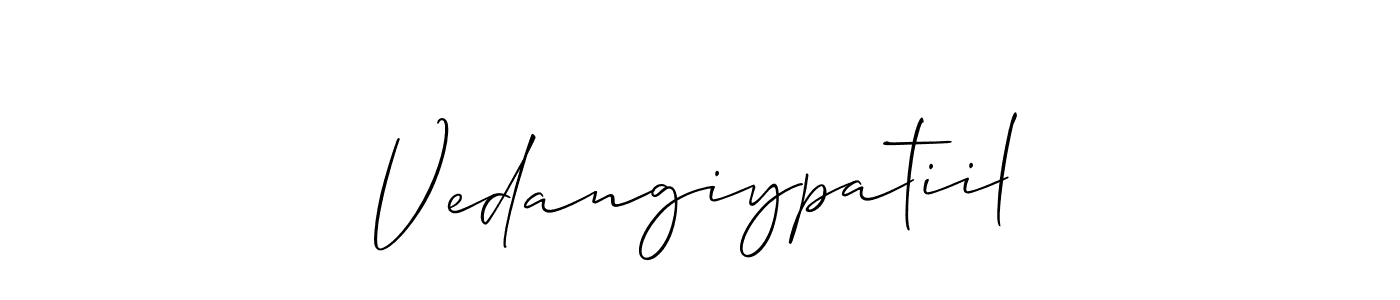 Use a signature maker to create a handwritten signature online. With this signature software, you can design (Allison_Script) your own signature for name Vedangiypatiil. Vedangiypatiil signature style 2 images and pictures png