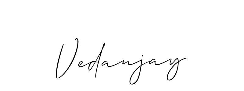 Vedanjay stylish signature style. Best Handwritten Sign (Allison_Script) for my name. Handwritten Signature Collection Ideas for my name Vedanjay. Vedanjay signature style 2 images and pictures png