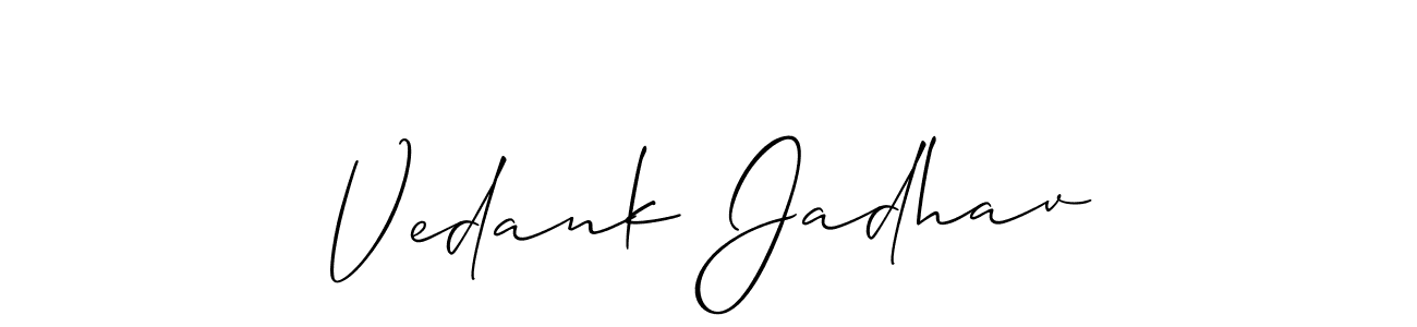 You can use this online signature creator to create a handwritten signature for the name Vedank Jadhav. This is the best online autograph maker. Vedank Jadhav signature style 2 images and pictures png