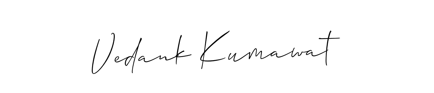 How to Draw Vedank Kumawat signature style? Allison_Script is a latest design signature styles for name Vedank Kumawat. Vedank Kumawat signature style 2 images and pictures png