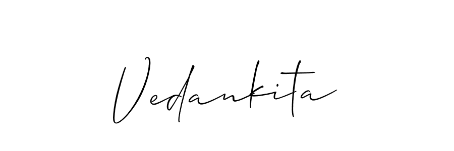 It looks lik you need a new signature style for name Vedankita. Design unique handwritten (Allison_Script) signature with our free signature maker in just a few clicks. Vedankita signature style 2 images and pictures png