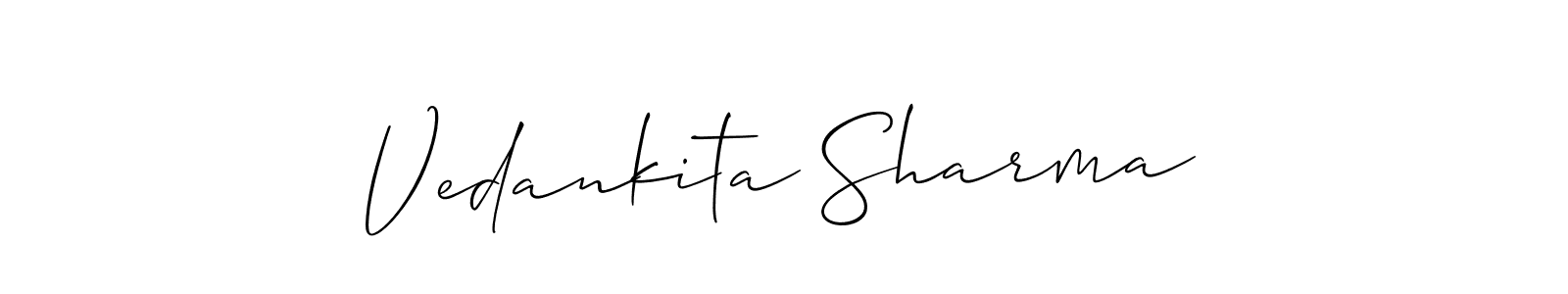 It looks lik you need a new signature style for name Vedankita Sharma. Design unique handwritten (Allison_Script) signature with our free signature maker in just a few clicks. Vedankita Sharma signature style 2 images and pictures png