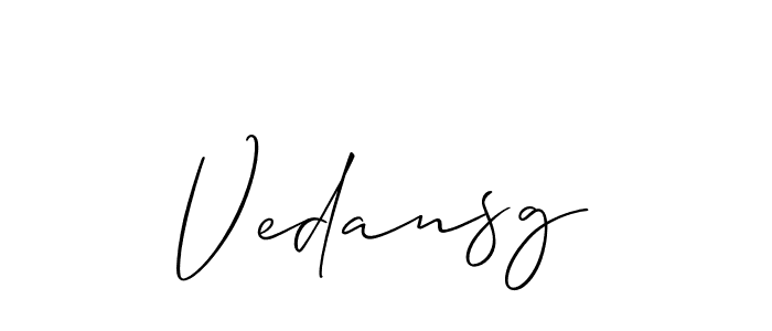 Allison_Script is a professional signature style that is perfect for those who want to add a touch of class to their signature. It is also a great choice for those who want to make their signature more unique. Get Vedansg name to fancy signature for free. Vedansg signature style 2 images and pictures png