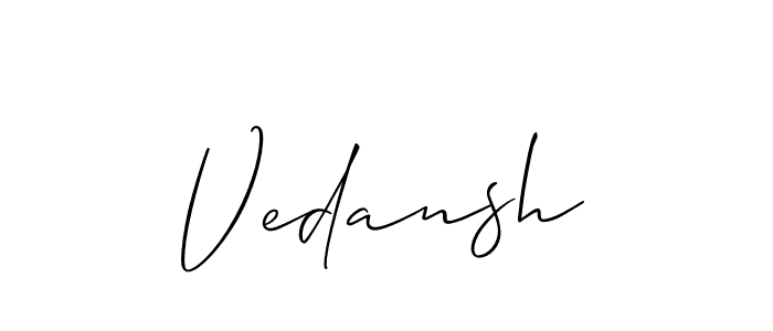 It looks lik you need a new signature style for name Vedansh. Design unique handwritten (Allison_Script) signature with our free signature maker in just a few clicks. Vedansh signature style 2 images and pictures png