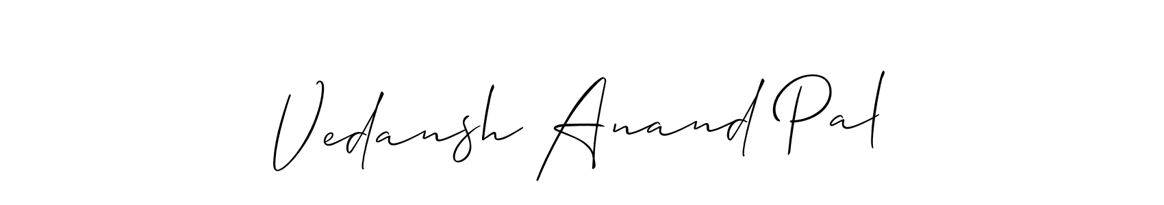 You can use this online signature creator to create a handwritten signature for the name Vedansh Anand Pal. This is the best online autograph maker. Vedansh Anand Pal signature style 2 images and pictures png