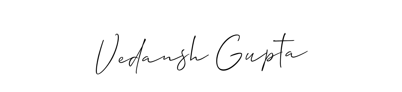 Make a short Vedansh Gupta signature style. Manage your documents anywhere anytime using Allison_Script. Create and add eSignatures, submit forms, share and send files easily. Vedansh Gupta signature style 2 images and pictures png