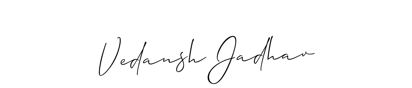 Best and Professional Signature Style for Vedansh Jadhav. Allison_Script Best Signature Style Collection. Vedansh Jadhav signature style 2 images and pictures png