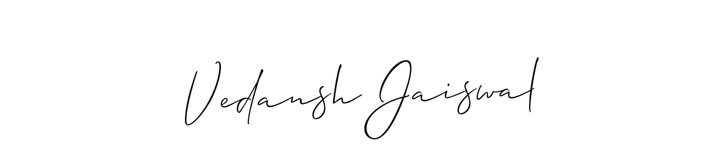 It looks lik you need a new signature style for name Vedansh Jaiswal. Design unique handwritten (Allison_Script) signature with our free signature maker in just a few clicks. Vedansh Jaiswal signature style 2 images and pictures png