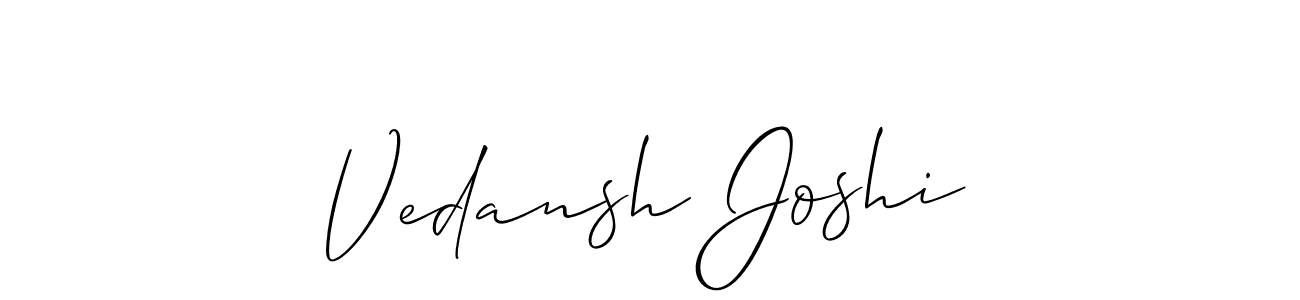 Make a beautiful signature design for name Vedansh Joshi. With this signature (Allison_Script) style, you can create a handwritten signature for free. Vedansh Joshi signature style 2 images and pictures png