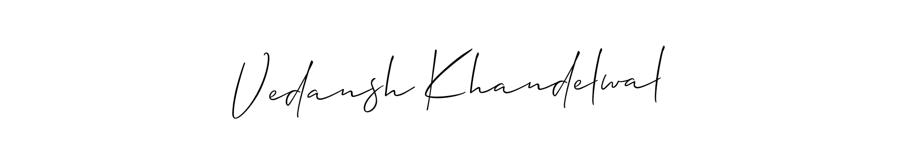 Create a beautiful signature design for name Vedansh Khandelwal. With this signature (Allison_Script) fonts, you can make a handwritten signature for free. Vedansh Khandelwal signature style 2 images and pictures png