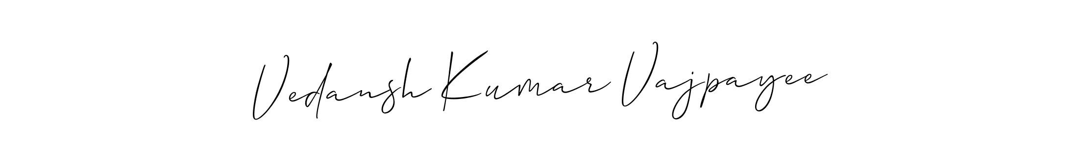 How to make Vedansh Kumar Vajpayee signature? Allison_Script is a professional autograph style. Create handwritten signature for Vedansh Kumar Vajpayee name. Vedansh Kumar Vajpayee signature style 2 images and pictures png