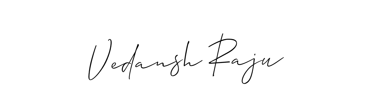 The best way (Allison_Script) to make a short signature is to pick only two or three words in your name. The name Vedansh Raju include a total of six letters. For converting this name. Vedansh Raju signature style 2 images and pictures png