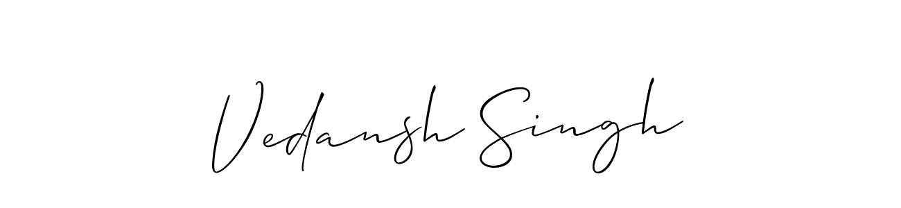 You should practise on your own different ways (Allison_Script) to write your name (Vedansh Singh) in signature. don't let someone else do it for you. Vedansh Singh signature style 2 images and pictures png