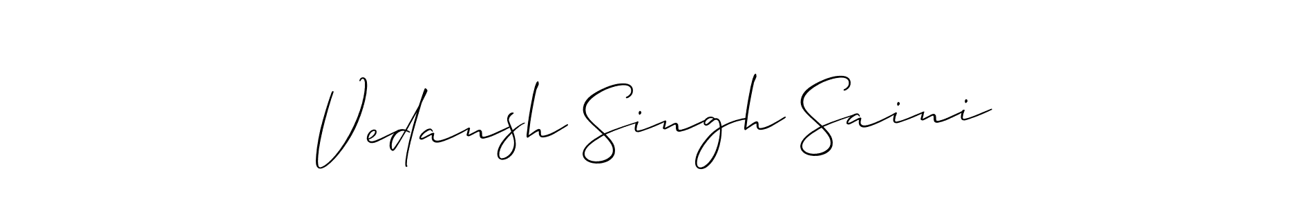 Also You can easily find your signature by using the search form. We will create Vedansh Singh Saini name handwritten signature images for you free of cost using Allison_Script sign style. Vedansh Singh Saini signature style 2 images and pictures png