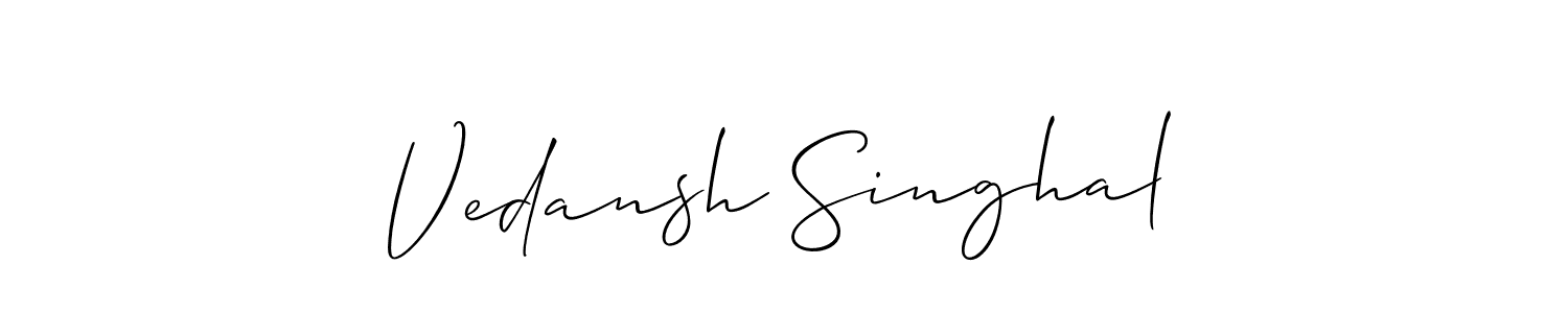 Use a signature maker to create a handwritten signature online. With this signature software, you can design (Allison_Script) your own signature for name Vedansh Singhal. Vedansh Singhal signature style 2 images and pictures png