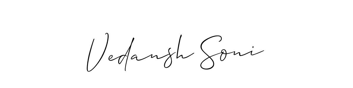 Design your own signature with our free online signature maker. With this signature software, you can create a handwritten (Allison_Script) signature for name Vedansh Soni. Vedansh Soni signature style 2 images and pictures png