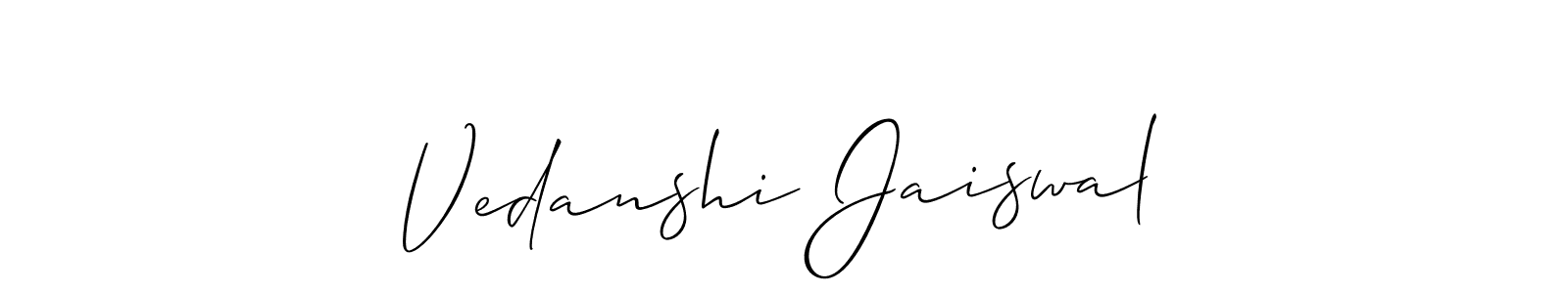 Vedanshi Jaiswal stylish signature style. Best Handwritten Sign (Allison_Script) for my name. Handwritten Signature Collection Ideas for my name Vedanshi Jaiswal. Vedanshi Jaiswal signature style 2 images and pictures png