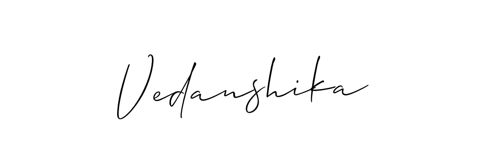 It looks lik you need a new signature style for name Vedanshika. Design unique handwritten (Allison_Script) signature with our free signature maker in just a few clicks. Vedanshika signature style 2 images and pictures png