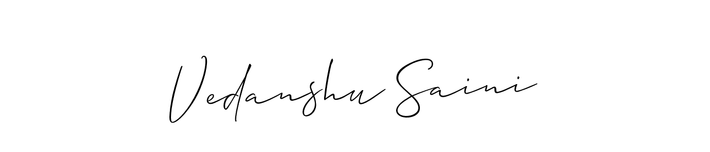 This is the best signature style for the Vedanshu Saini name. Also you like these signature font (Allison_Script). Mix name signature. Vedanshu Saini signature style 2 images and pictures png