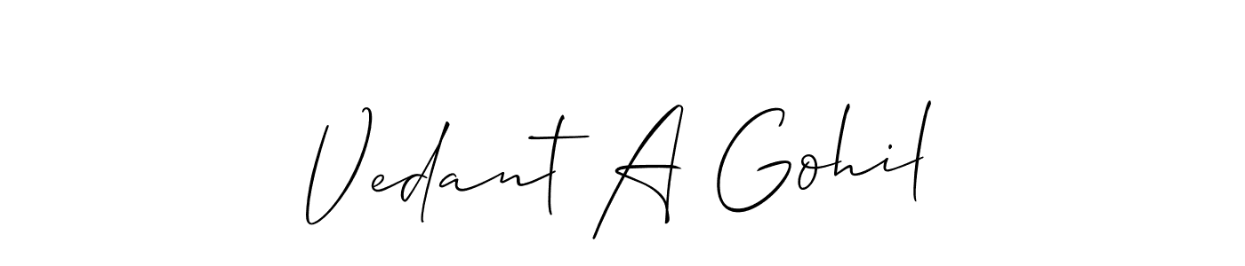 Also we have Vedant A Gohil name is the best signature style. Create professional handwritten signature collection using Allison_Script autograph style. Vedant A Gohil signature style 2 images and pictures png