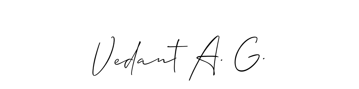 if you are searching for the best signature style for your name Vedant A. G.. so please give up your signature search. here we have designed multiple signature styles  using Allison_Script. Vedant A. G. signature style 2 images and pictures png