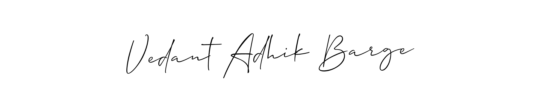 Create a beautiful signature design for name Vedant Adhik Barge. With this signature (Allison_Script) fonts, you can make a handwritten signature for free. Vedant Adhik Barge signature style 2 images and pictures png