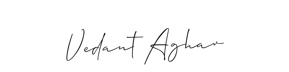 Design your own signature with our free online signature maker. With this signature software, you can create a handwritten (Allison_Script) signature for name Vedant Aghav. Vedant Aghav signature style 2 images and pictures png