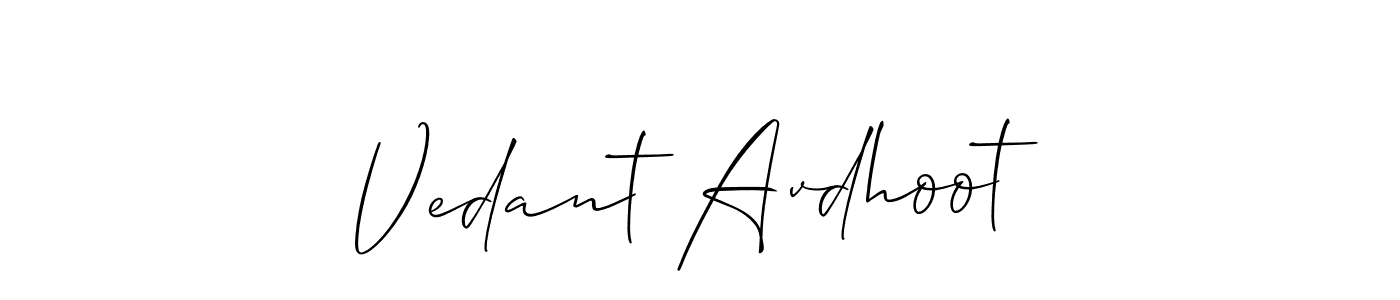 How to Draw Vedant Avdhoot signature style? Allison_Script is a latest design signature styles for name Vedant Avdhoot. Vedant Avdhoot signature style 2 images and pictures png