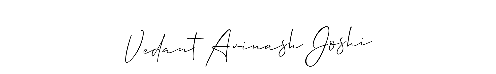Create a beautiful signature design for name Vedant Avinash Joshi. With this signature (Allison_Script) fonts, you can make a handwritten signature for free. Vedant Avinash Joshi signature style 2 images and pictures png