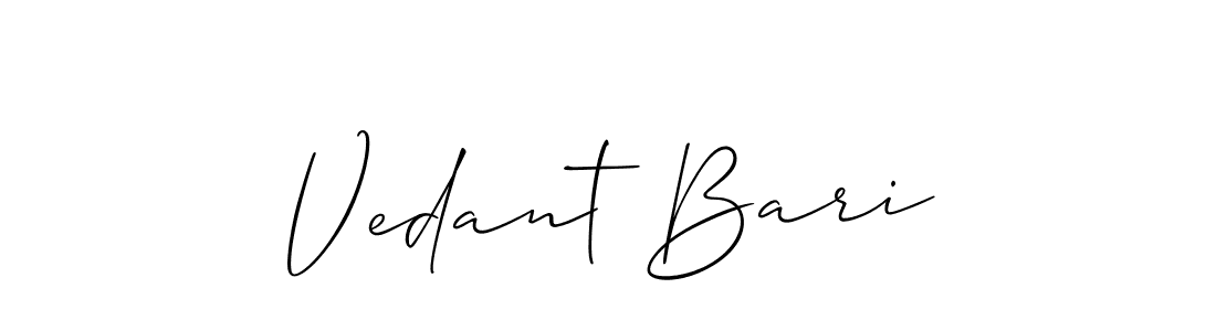 Create a beautiful signature design for name Vedant Bari. With this signature (Allison_Script) fonts, you can make a handwritten signature for free. Vedant Bari signature style 2 images and pictures png