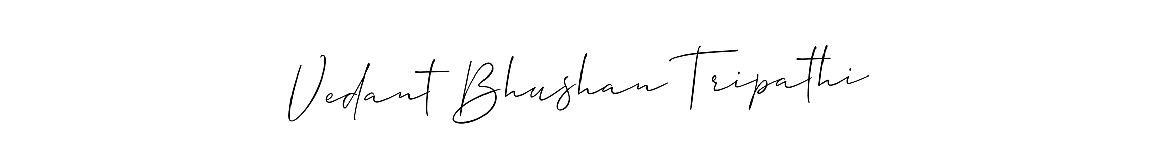 The best way (Allison_Script) to make a short signature is to pick only two or three words in your name. The name Vedant Bhushan Tripathi include a total of six letters. For converting this name. Vedant Bhushan Tripathi signature style 2 images and pictures png