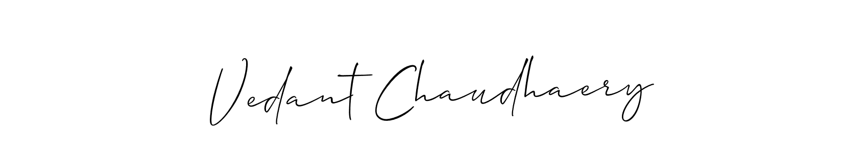 Also we have Vedant Chaudhaery name is the best signature style. Create professional handwritten signature collection using Allison_Script autograph style. Vedant Chaudhaery signature style 2 images and pictures png