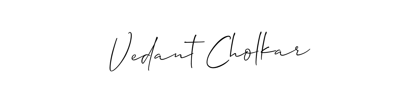 Use a signature maker to create a handwritten signature online. With this signature software, you can design (Allison_Script) your own signature for name Vedant Cholkar. Vedant Cholkar signature style 2 images and pictures png