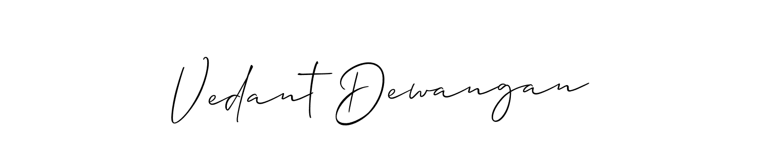 Also You can easily find your signature by using the search form. We will create Vedant Dewangan name handwritten signature images for you free of cost using Allison_Script sign style. Vedant Dewangan signature style 2 images and pictures png