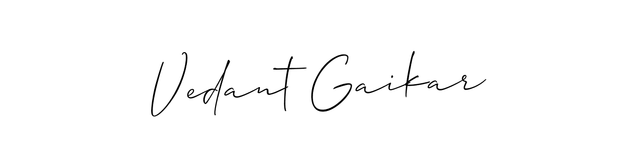 Make a beautiful signature design for name Vedant Gaikar. With this signature (Allison_Script) style, you can create a handwritten signature for free. Vedant Gaikar signature style 2 images and pictures png