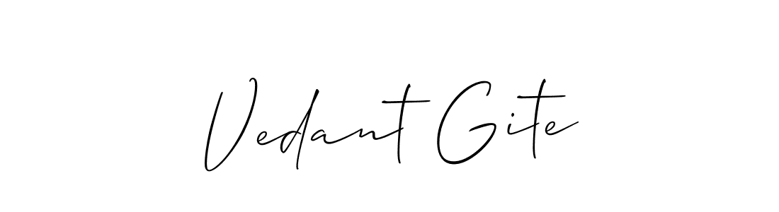 Make a short Vedant Gite signature style. Manage your documents anywhere anytime using Allison_Script. Create and add eSignatures, submit forms, share and send files easily. Vedant Gite signature style 2 images and pictures png